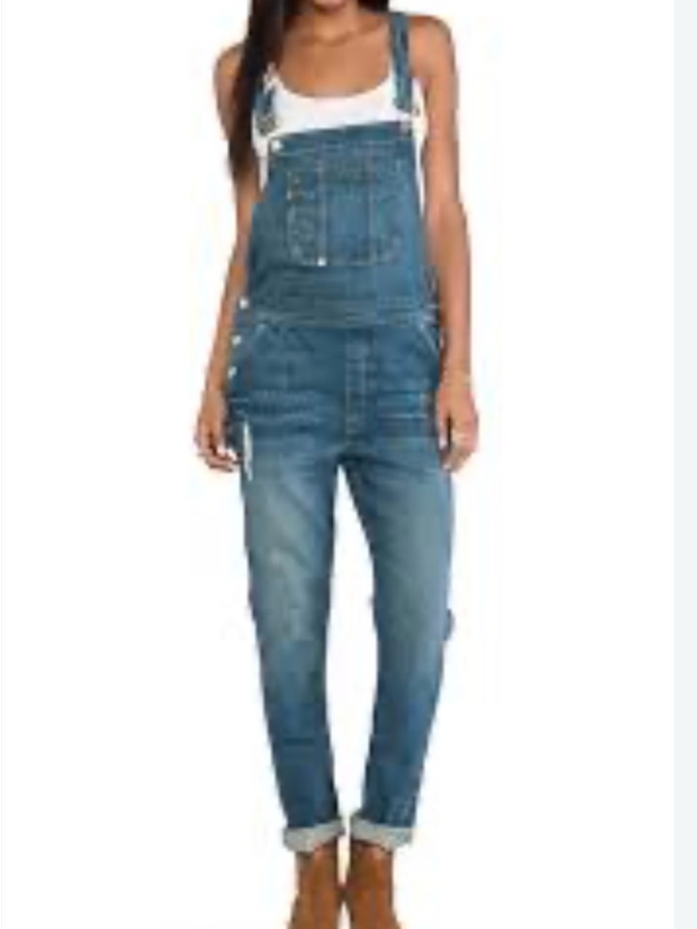 FRAME Le Garcon in Stone Canyon Wash, Denim Overalls, sz S